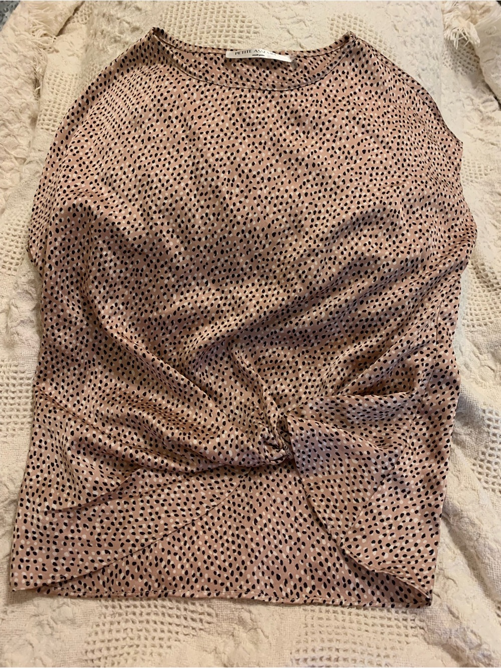 Petite Assembly Pink Dot Twisted Blouse
